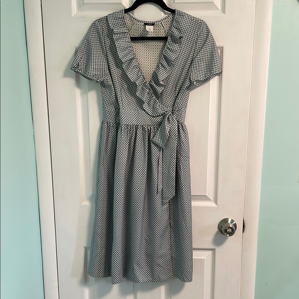 J.Crew Silk Retro Geo Printed Wrap Dress Size 6